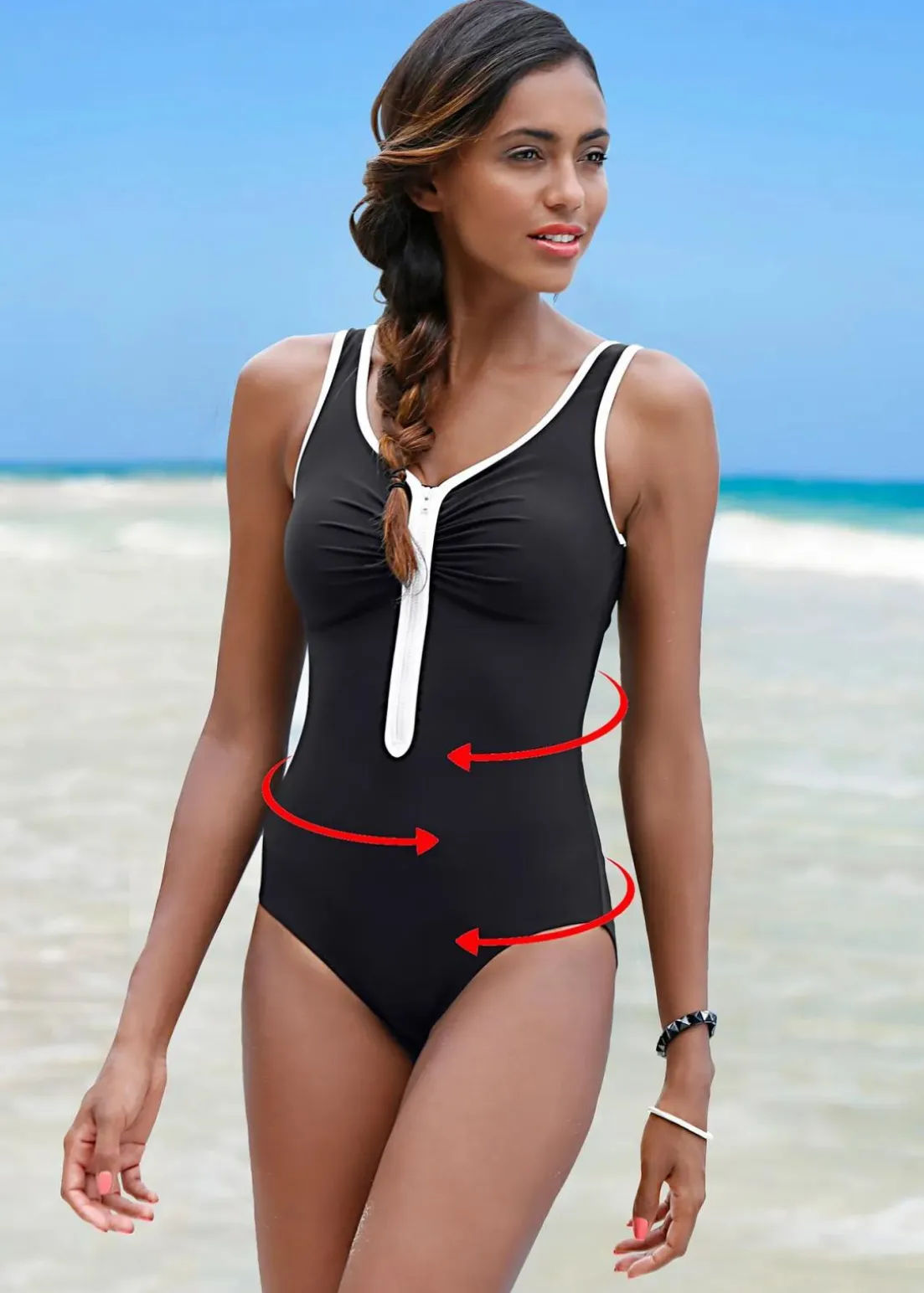 Light Shape Badeanzug mit Reißverschluss