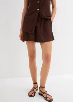 Lockere Schlupf-Shorts aus strukturiertem Crêpe