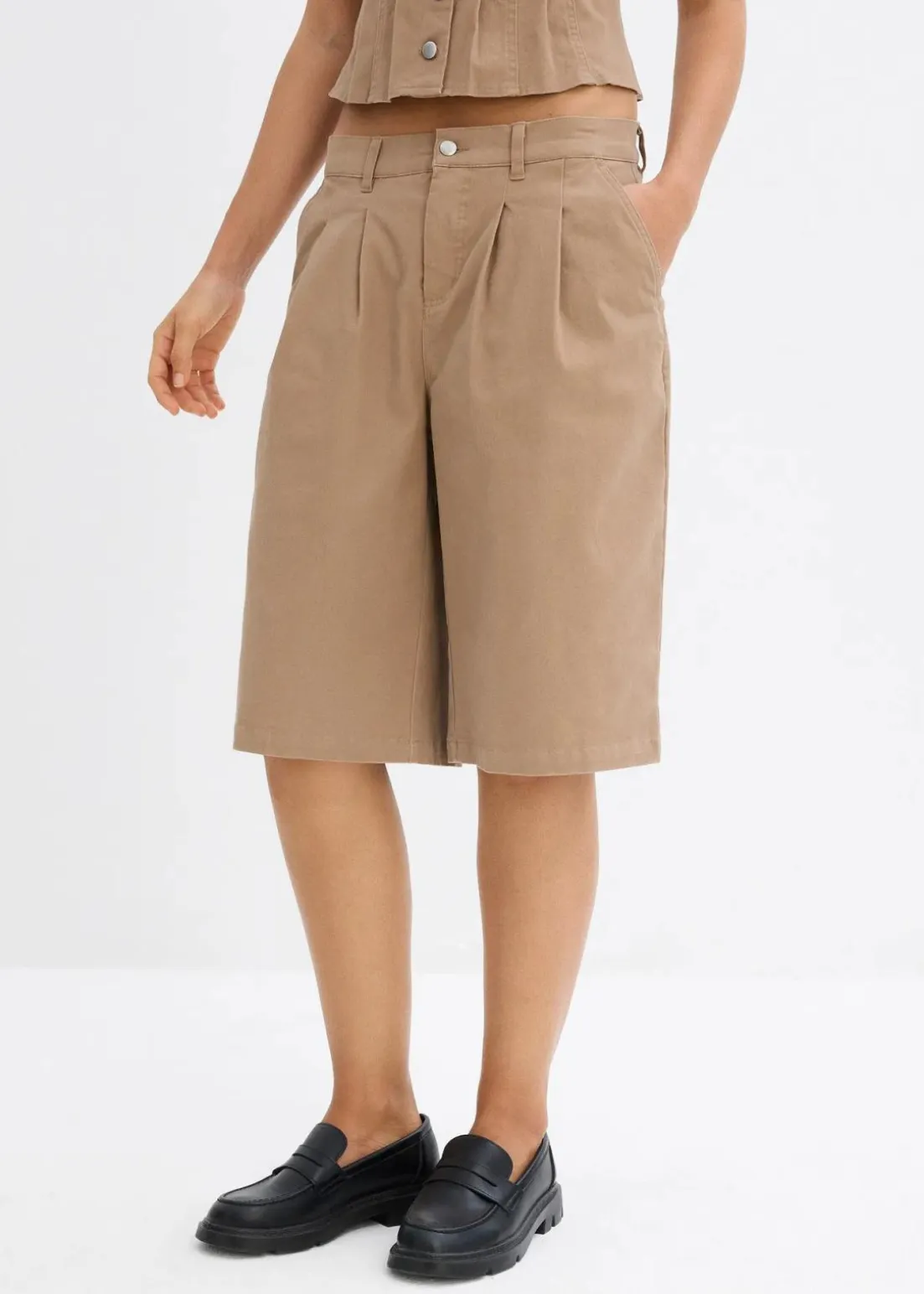 Long-Bermuda aus elastischem Baumwoll-Mix