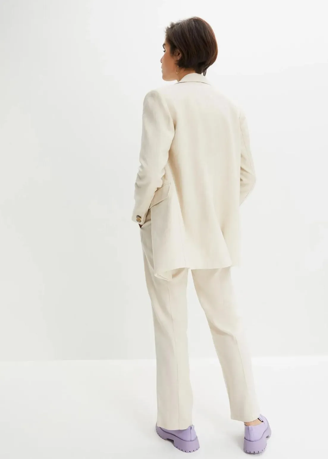 Longblazer aus Leinen-Viskose-Mix