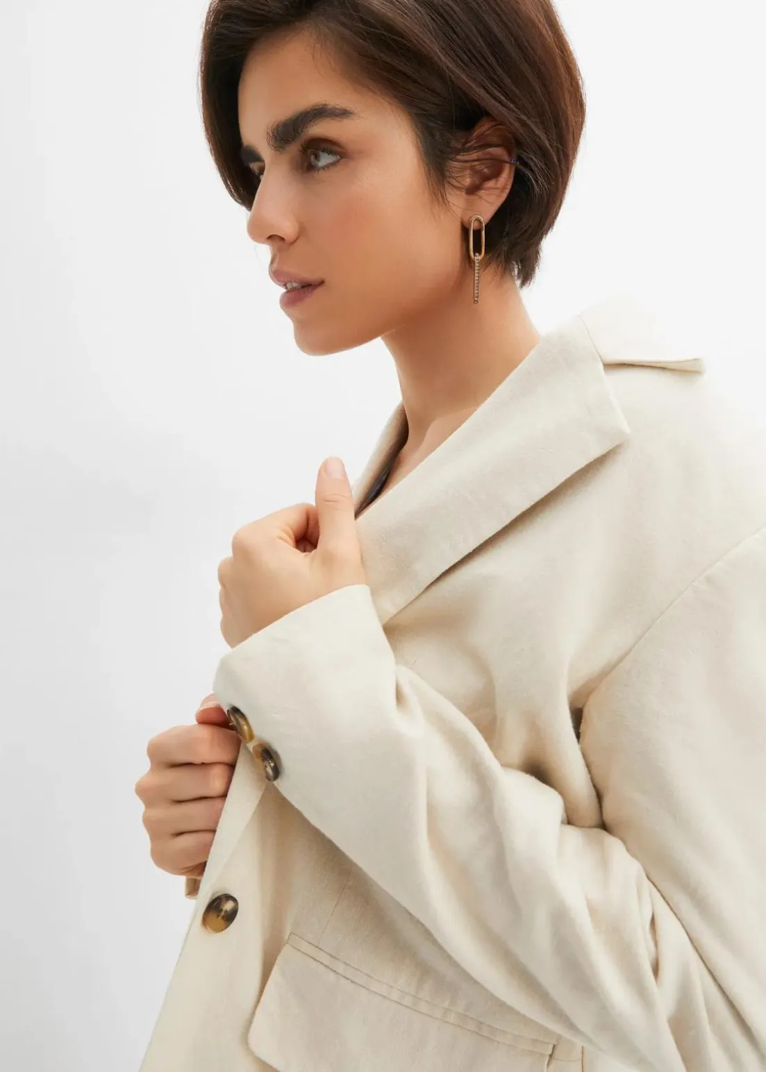 Longblazer aus Leinen-Viskose-Mix