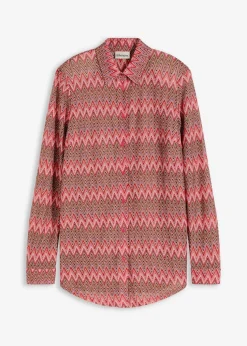 Longbluse in Häkel-Optik