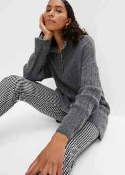 Longpullover mit Zopfmuster