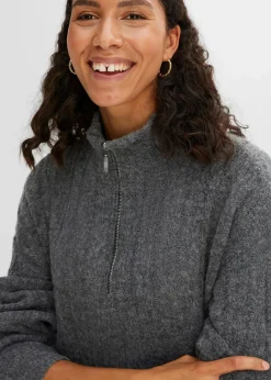 Longpullover mit Zopfmuster