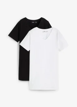 Longshirt mit V-Ausschnitt (2er Pack)