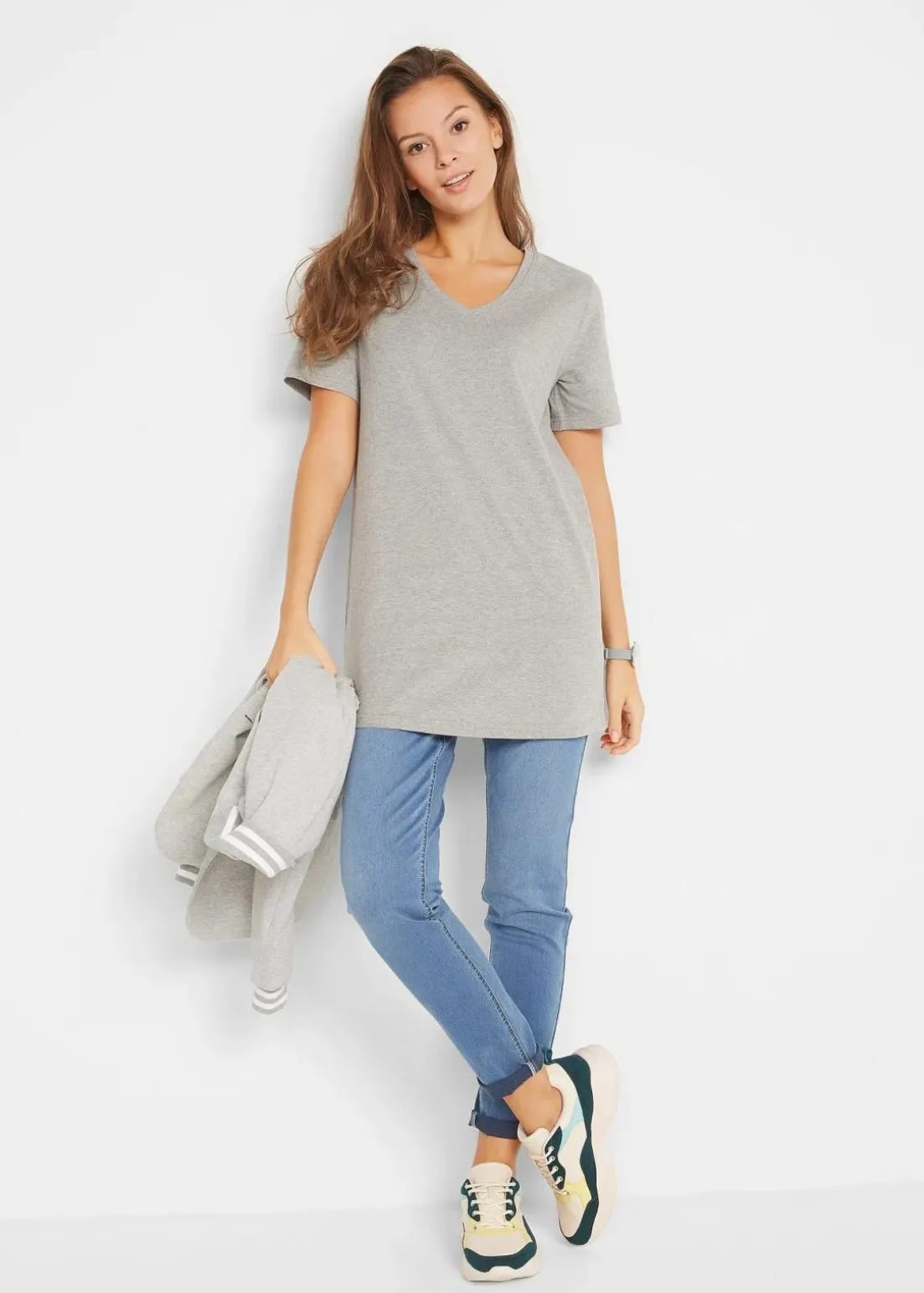 Longshirt mit V-Ausschnitt (2er Pack)