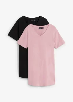 Longshirt mit V-Ausschnitt (2er Pack)