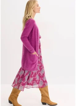 Longstrickjacke in Flauschoptik