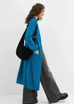 Longstrickjacke mit überschnittener Schulter