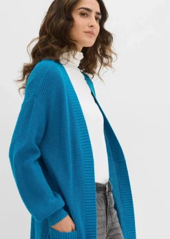 Longstrickjacke mit überschnittener Schulter