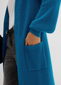 Longstrickjacke mit überschnittener Schulter