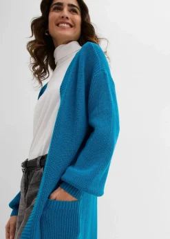 Longstrickjacke mit überschnittener Schulter