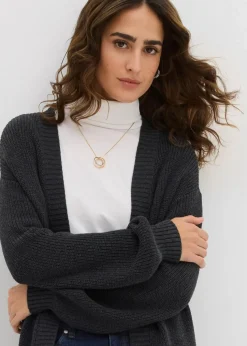 Longstrickjacke mit überschnittener Schulter