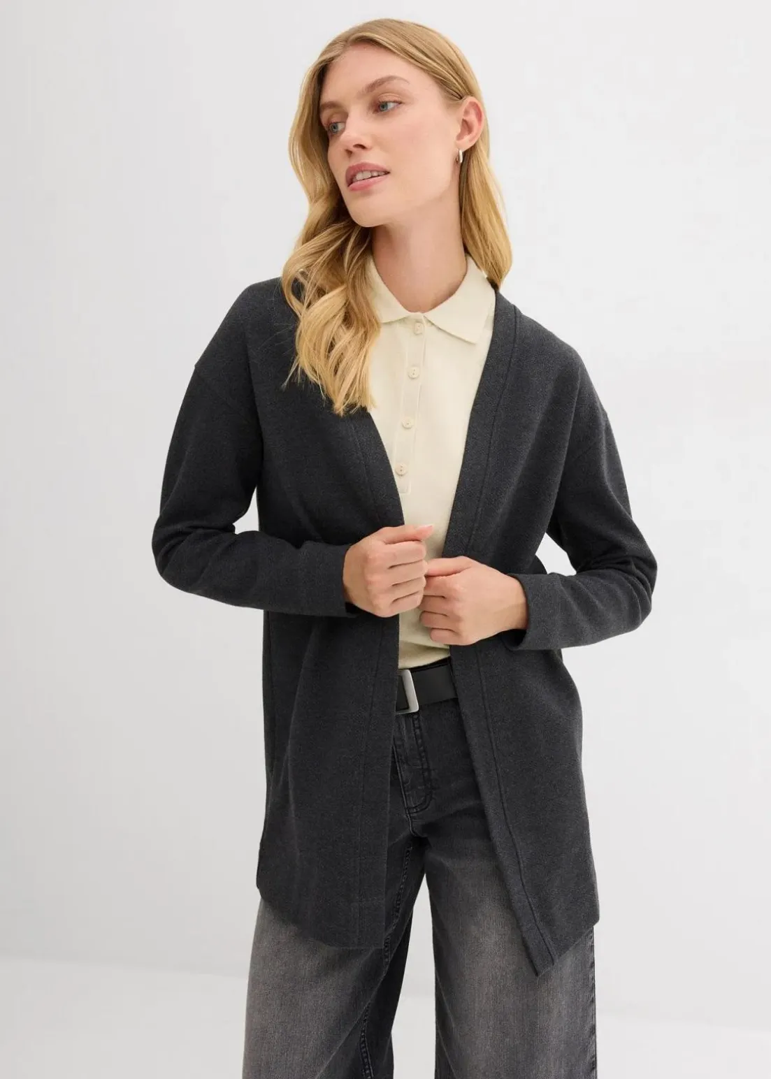Long-Sweatjacke aus weichem Baumwoll-Mix