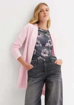 Long-Sweatjacke aus weichem Baumwoll-Mix