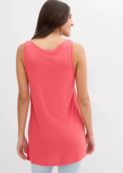 Long-Top aus Viskose-Leinen-Mix