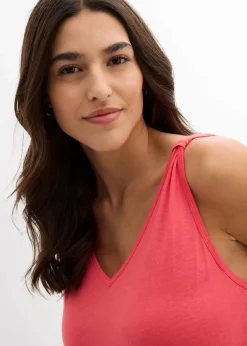 Long-Top aus Viskose-Leinen-Mix