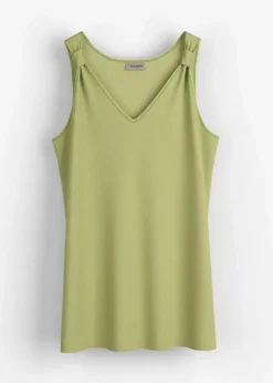 Long-Top aus Viskose-Leinen-Mix