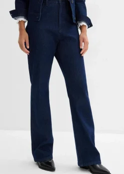 Loose Straight-Jeans High Waist, Bequembund mit Strass