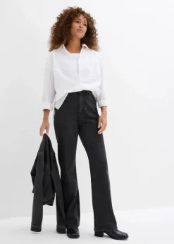 Loose Straight-Jeans High Waist, Bequembund mit Strass