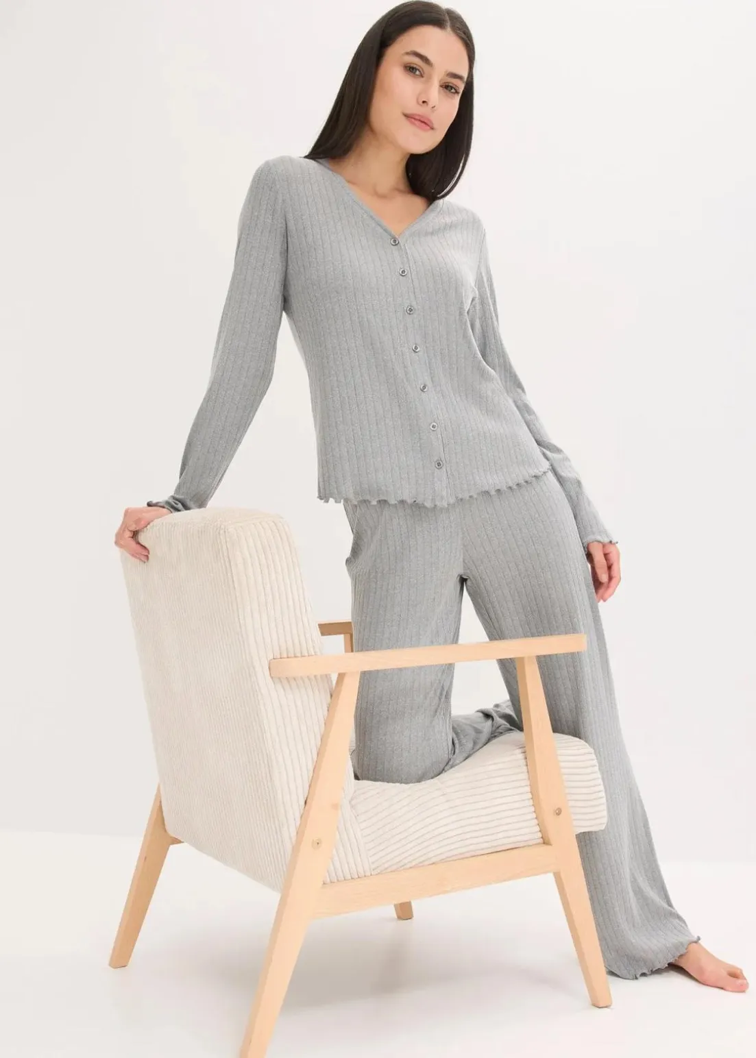 Loungewear Hausanzug aus weichem Pointelle-Jersey