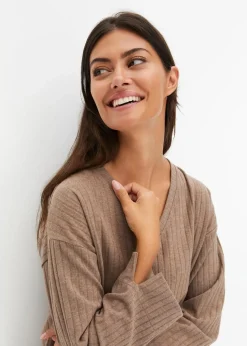 Loungewear Hausanzug mit weitem Bein aus weicher Rippe