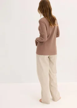 Loungewear Rippshirt mit gewebter Hose