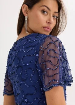 Maxikleid aus feinem Tüll mit Paillettenstickerei