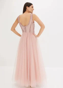 Maxikleid aus feinem Tüll mit Paillettenstickerei