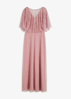 Maxikleid aus feinem Tüll mit Paillettenstickerei