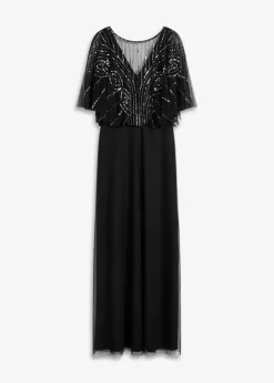 Maxikleid aus feinem Tüll mit Paillettenstickerei