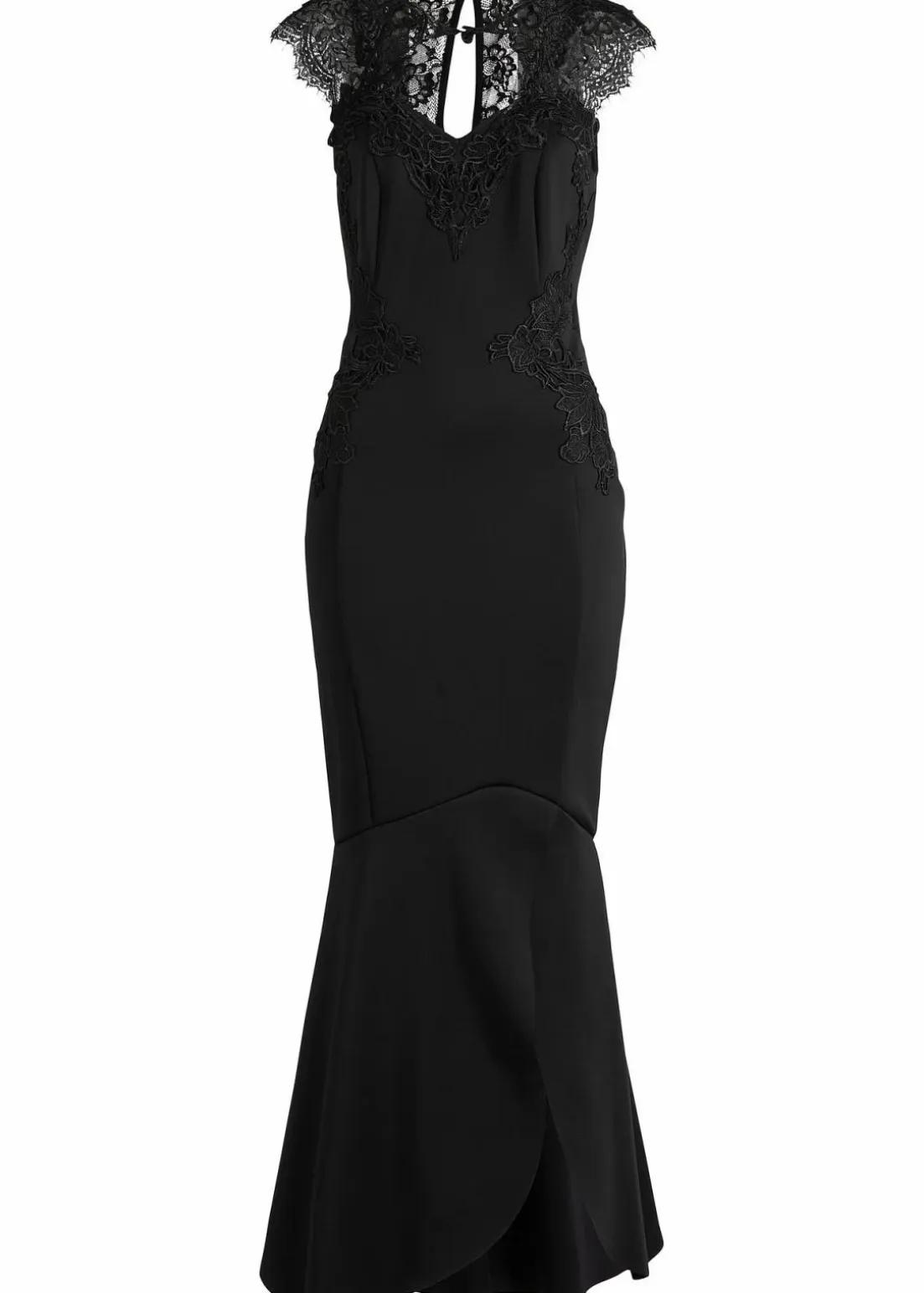 Maxikleid aus fester Scuba-Qualität mit Spitze