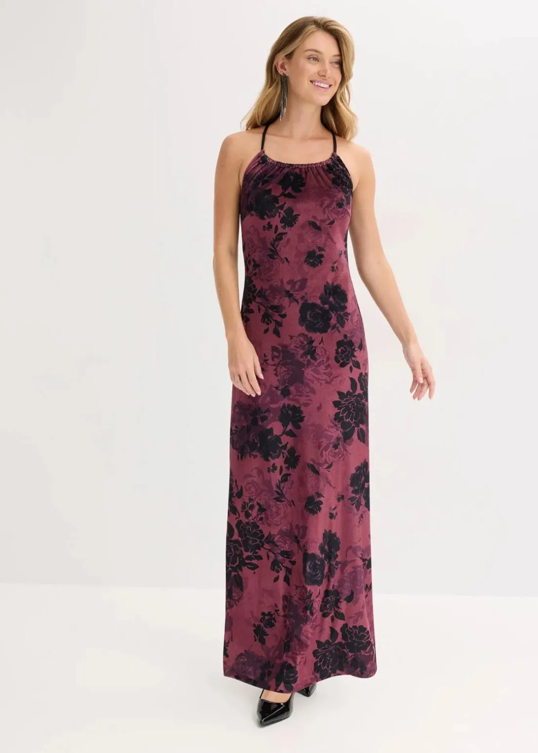 Maxikleid aus glänzendem Samt