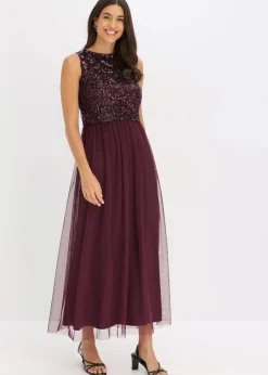 Maxikleid mit Paillettenstickerei