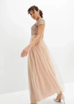 Maxikleid mit Paillettenstickerei