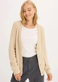 Melange Strickjacke mit goldfarbigen Knöpfen