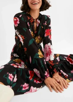 Midikleid aus fließender Viskose