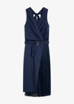 Midikleid in Wickel-Optik mit Plissee-Einsatz