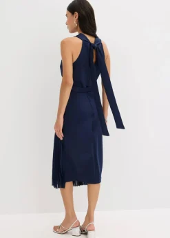 Midikleid in Wickel-Optik mit Plissee-Einsatz