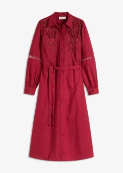 Midikleid mit Spitzeneinsatz aus Baumwolle