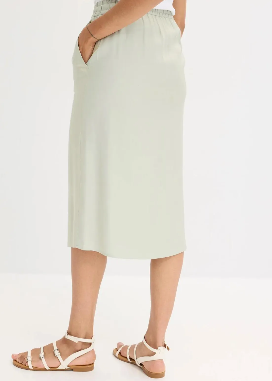 Midirock aus glänzendem Satin