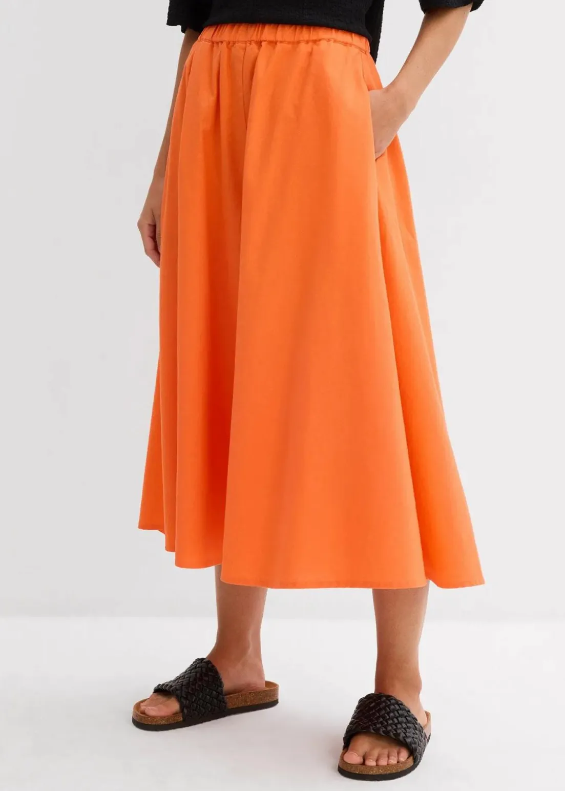 Midirock aus Leinen-Mix