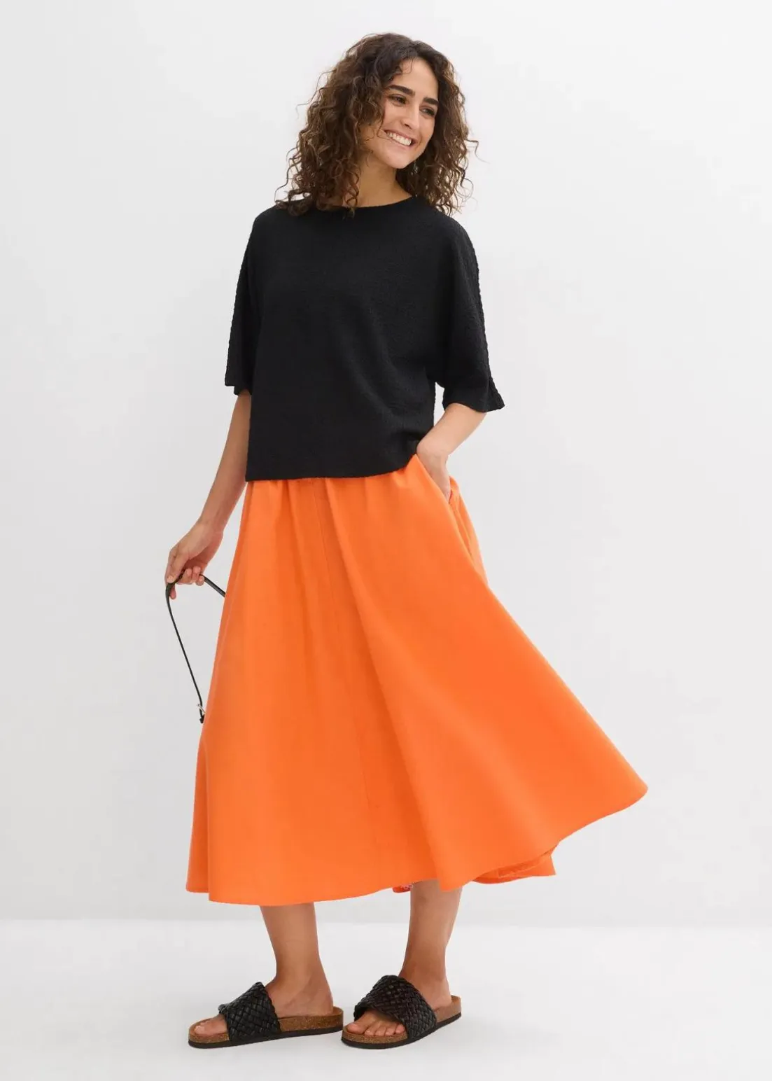 Midirock aus Leinen-Mix