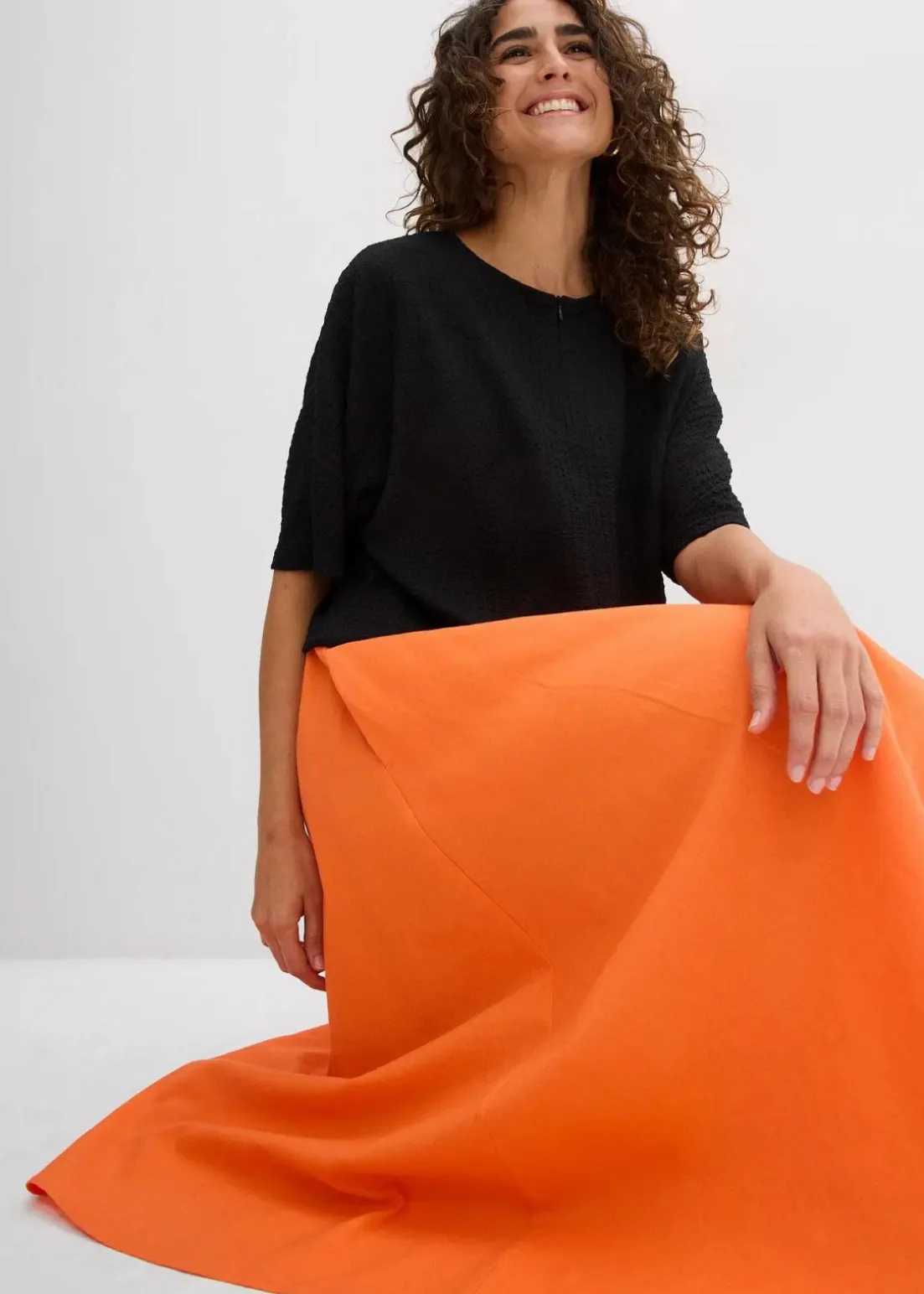 Midirock aus Leinen-Mix