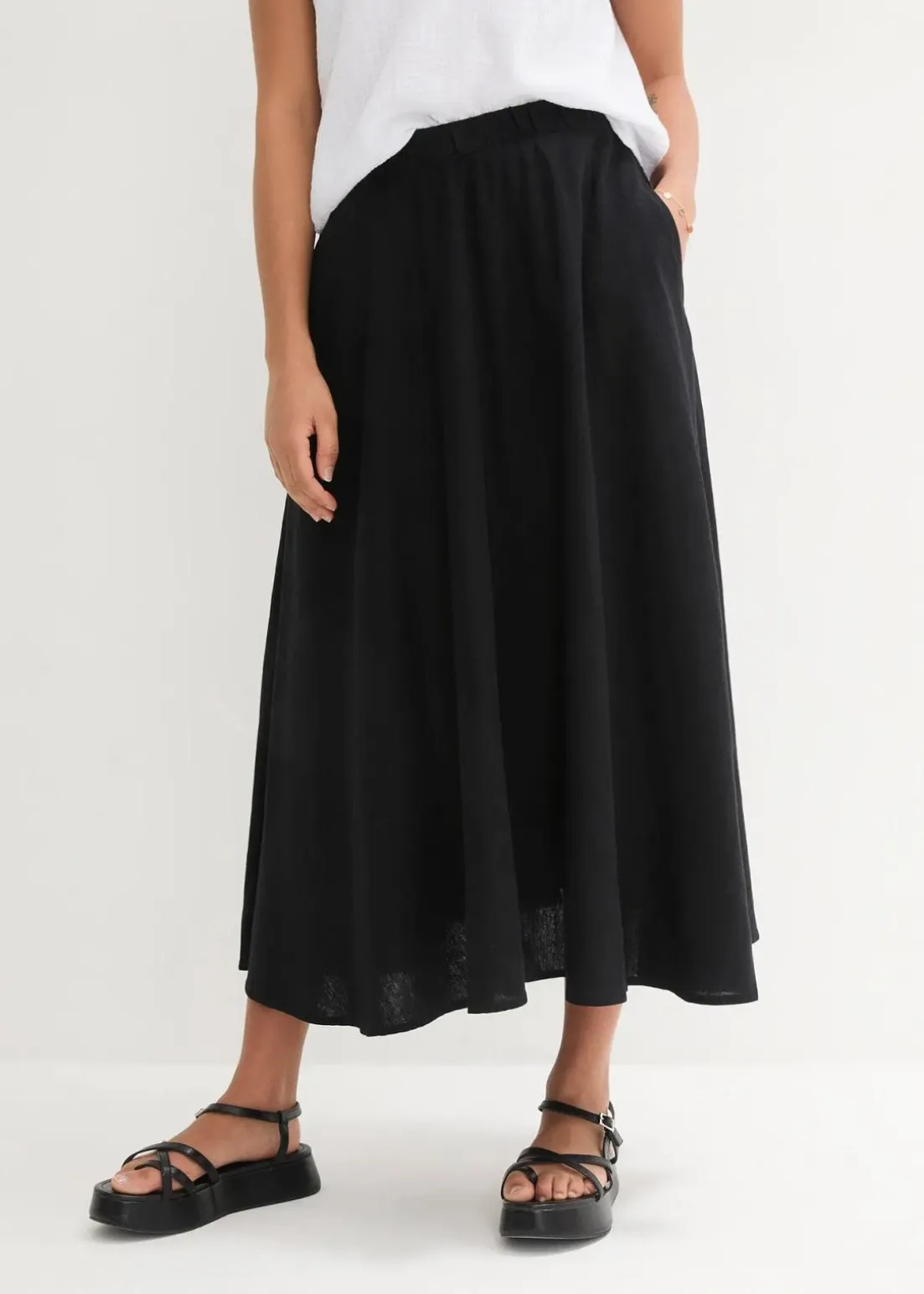 Midirock aus Leinen-Mix