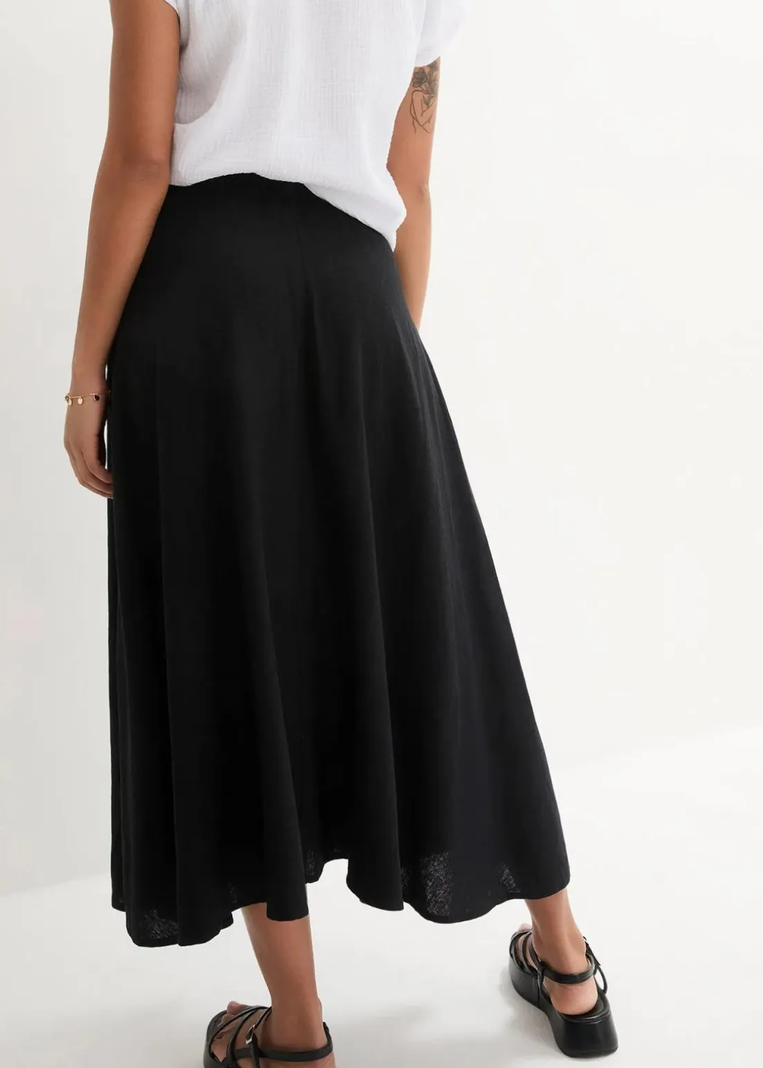 Midirock aus Leinen-Mix