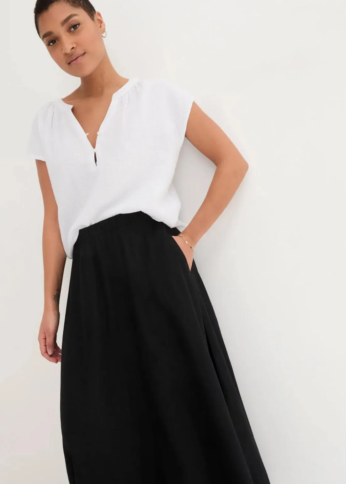 Midirock aus Leinen-Mix