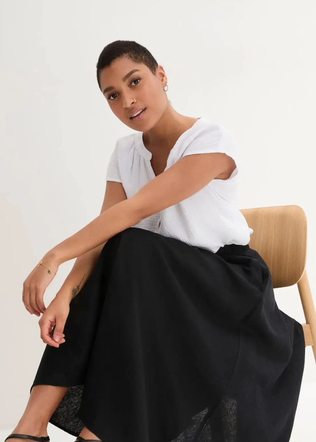 Midirock aus Leinen-Mix