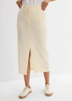 Midirock aus luftigem Leinen-Mix