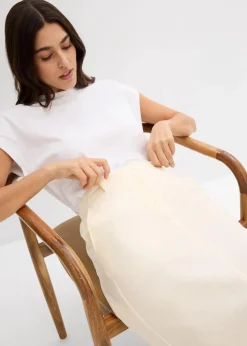 Midirock aus luftigem Leinen-Mix